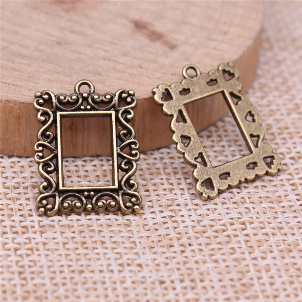 20x15mm 2.3g Multicolor Zinc Alloy Rectangle Picture Frame Charm Pendant for DIY Necklace Bracelet Making