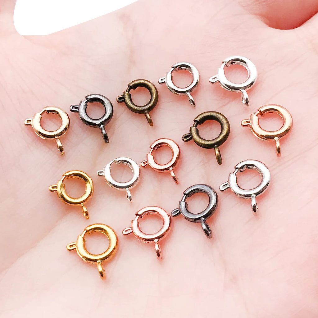 Copper Round Spring Ring Clasp Connector for DIY Bracelet Necklace Finishing