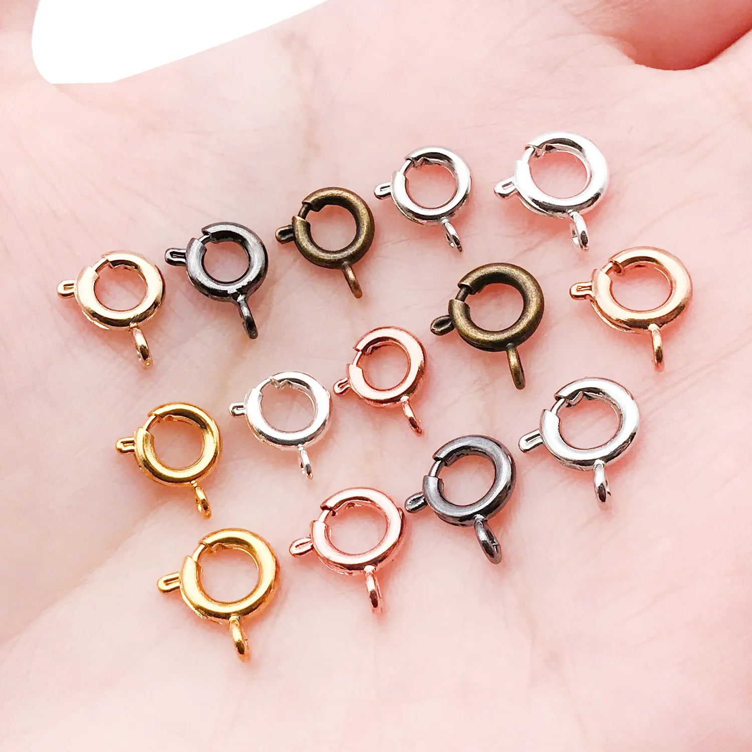 Copper Round Spring Ring Clasp Connector for DIY Bracelet Necklace Finishing