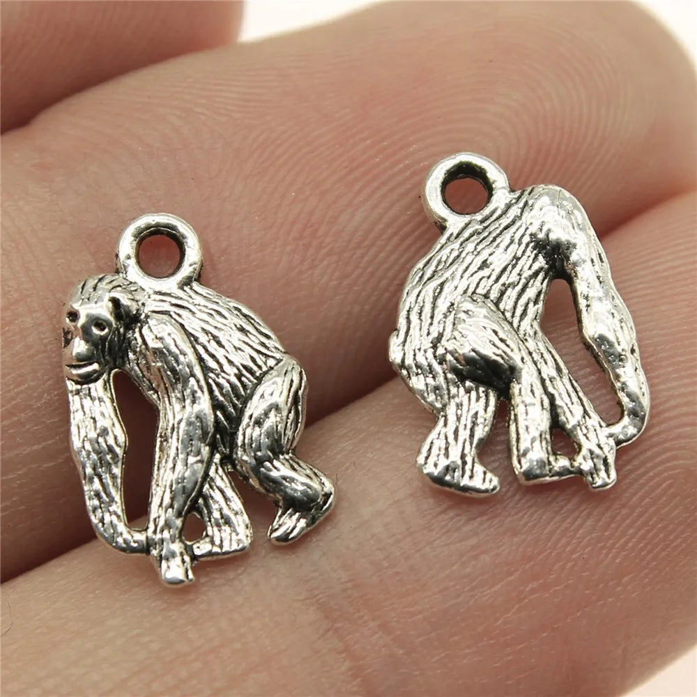 14x10mm 1.7g Antique Silver Zinc Alloy Gorilla Charm Pendant for DIY Necklace Bracelet Making