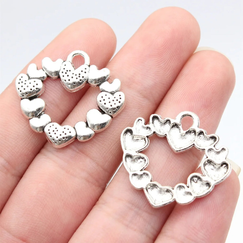 27x25mm 2.8g Antique Silver Zinc Alloy Heart Charm Pendant for DIY Necklace Bracelet Jewelry Making