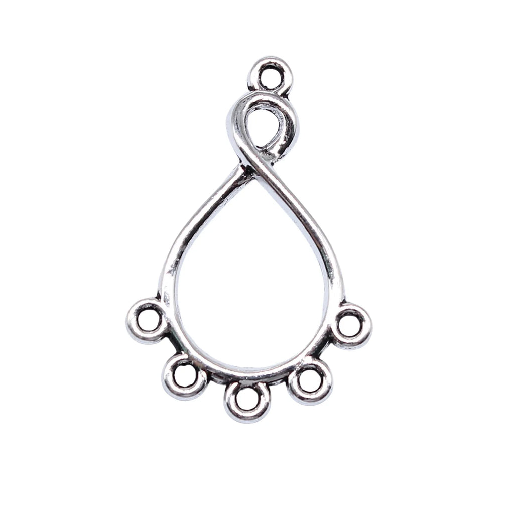 34x22mm 1.7g Multicolor Zinc Alloy Hollow Twisted Teardrop Earring Connector Charms for DIY Earrings Making