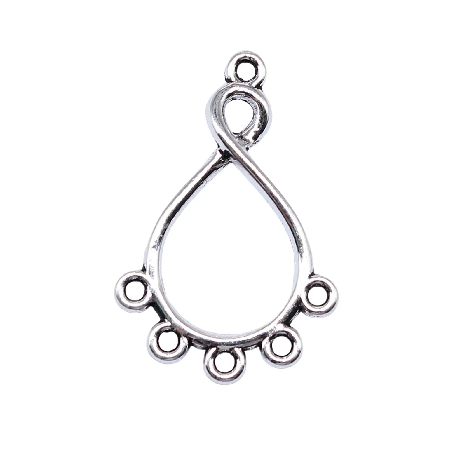 34x22mm 1.7g Multicolor Zinc Alloy Hollow Twisted Teardrop Earring Connector Charms for DIY Earrings Making