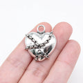 27x24mm 4.7g Antique Silver Tone Zinc Alloy Gothic Chain Heart Charm Pendant for DIY Jewelry Making