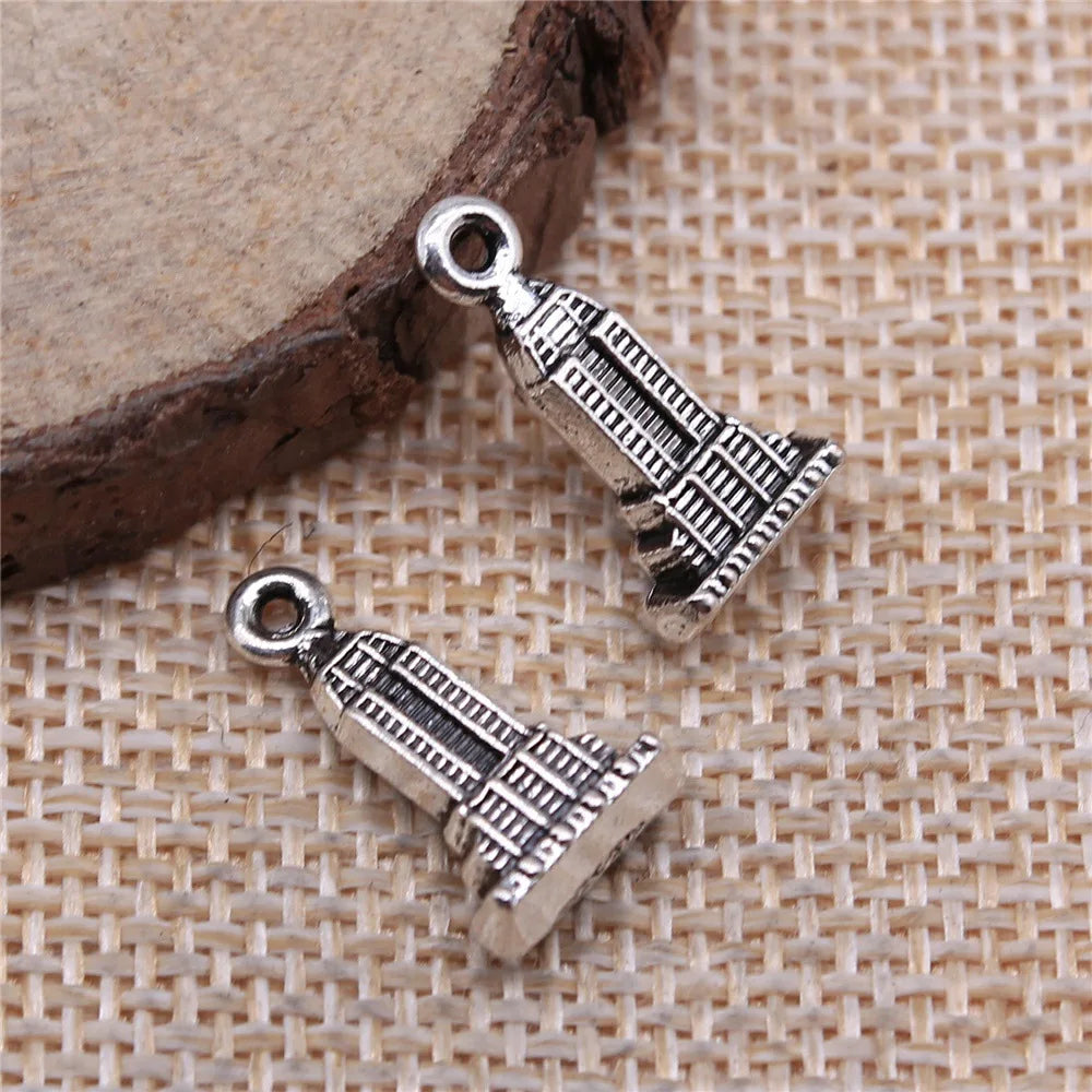 18x10mm 1.5g Multicolor Zinc Alloy Building Charm Pendant for DIY Necklace Bracelet Jewelry Making