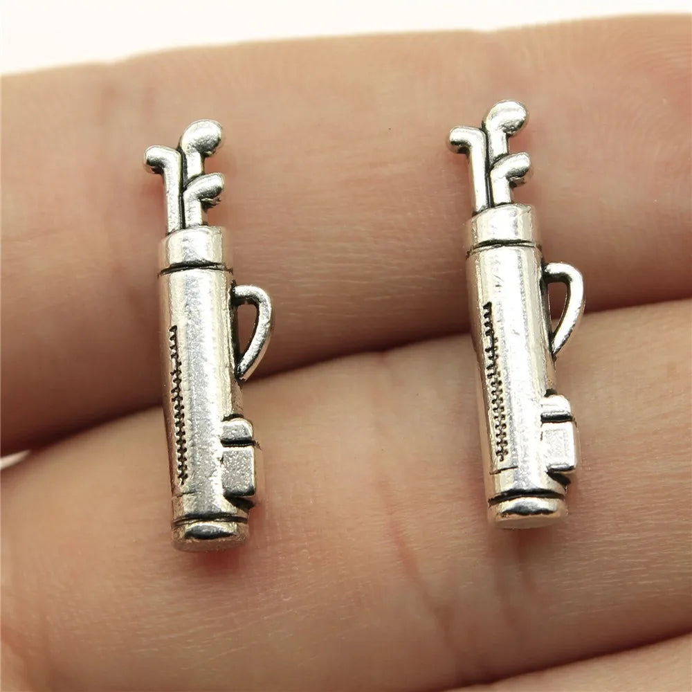 24x6mm 2g Antique Silver Zinc Alloy Golf Club Charm Pendant for Sports Bracelet Necklace Making