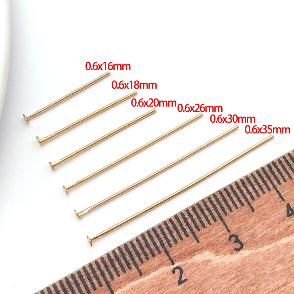 18K Gold Plated Copper Eye Pins and Head Pins for Beading Bracelet Necklace Jewelry Making