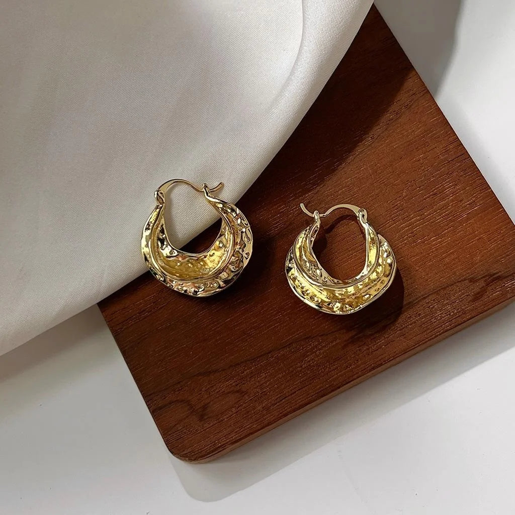 High-End 14K Gold Plated Copper Round Geometric Irregular Drop Earrings