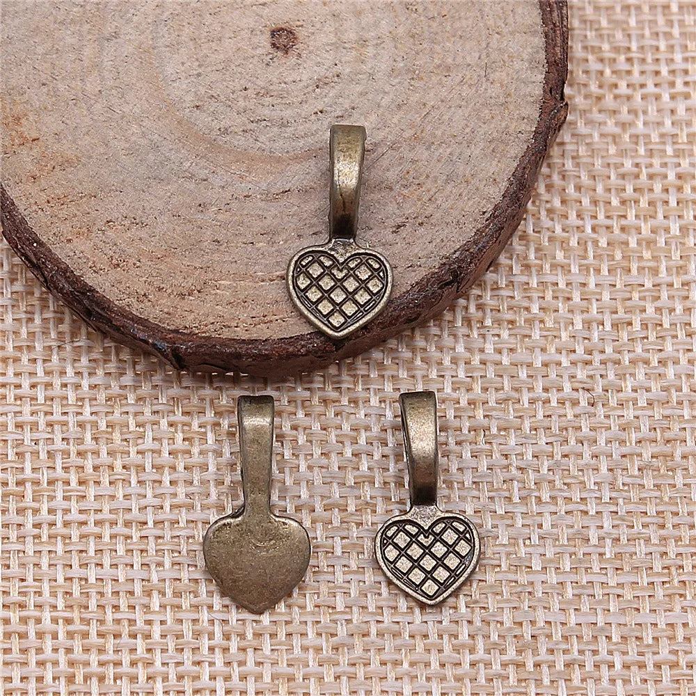 19x9mm 0.9g Antique Bronze Zinc Alloy Heart Pendant Bail Connector Charm for DIY Jewelry Making