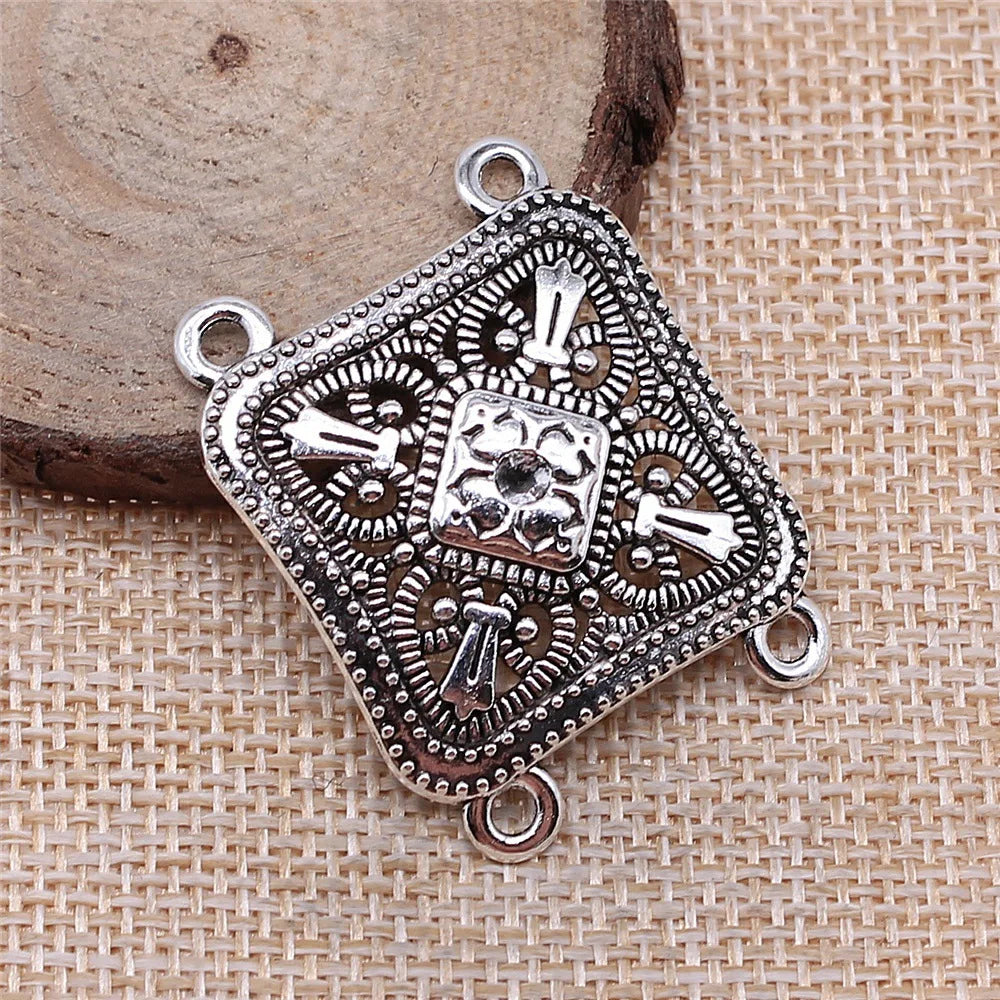 30x39mm 5g Antique Silver Zinc Alloy Four Hole Body Chain Connector Charm for Bracelet Necklace Making
