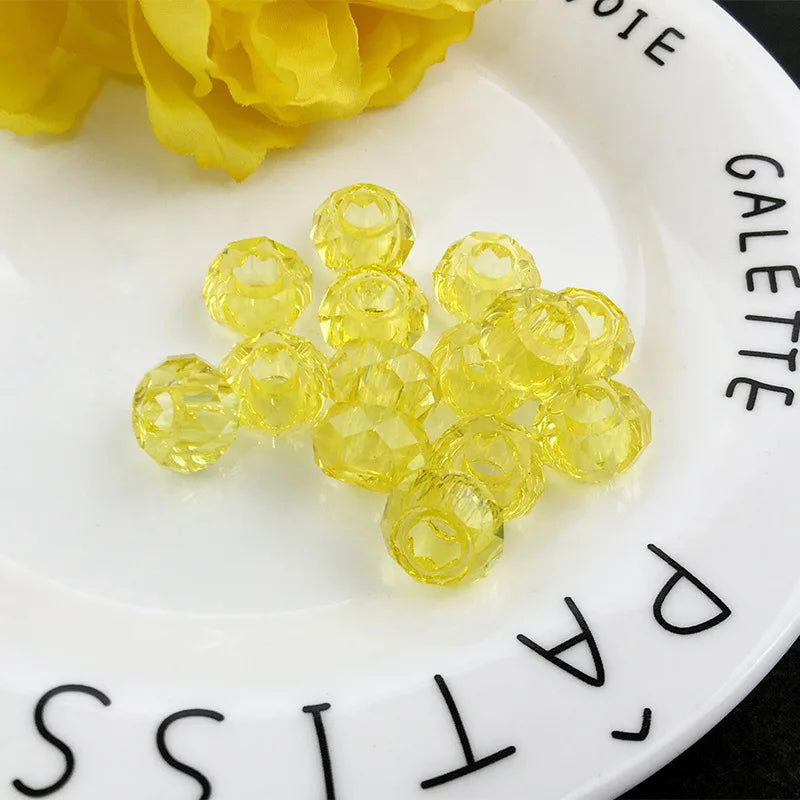 Transparent Faceted Acrylic Large Hole Loose Beads for DIY Bracelet Necklace Jewelry Making