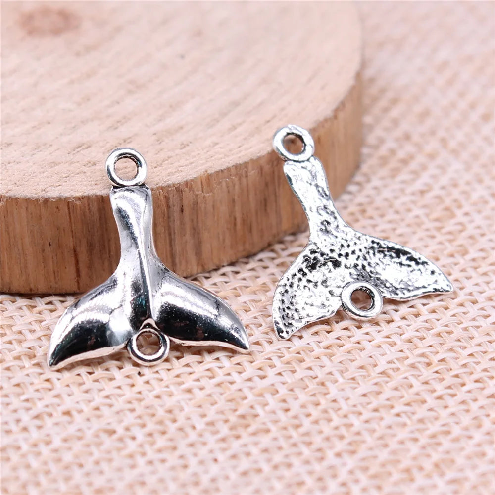 20x18mm 0.79g Antique Silver Zinc Alloy Whale Tail Connector Charm for DIY Bracelet Necklace Making