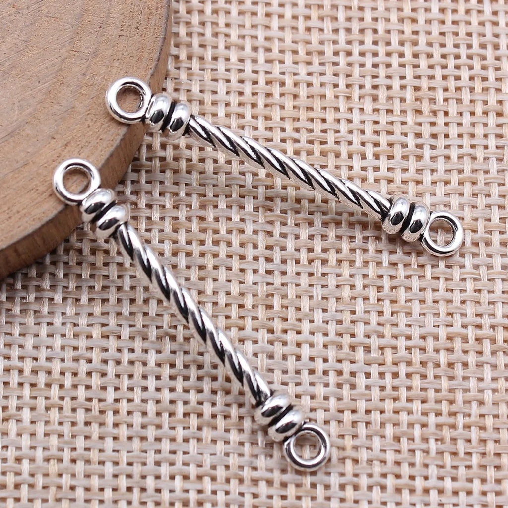 38x5mm 1.4g Antique Silver Zinc Alloy Long Bar Connector Charm for DIY Bracelet Necklace Jewelry