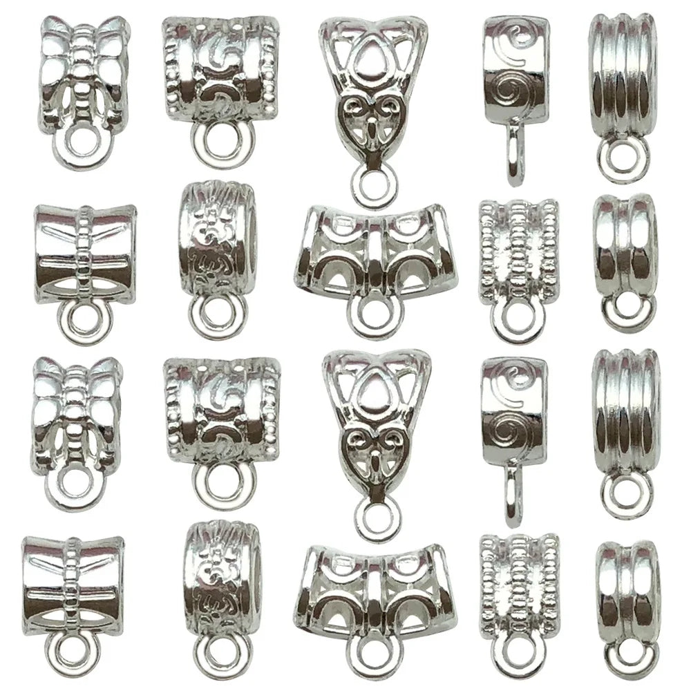 Zinc Alloy Three Way Bail Curved Tube Connector Clasp for DIY Beaded Necklace