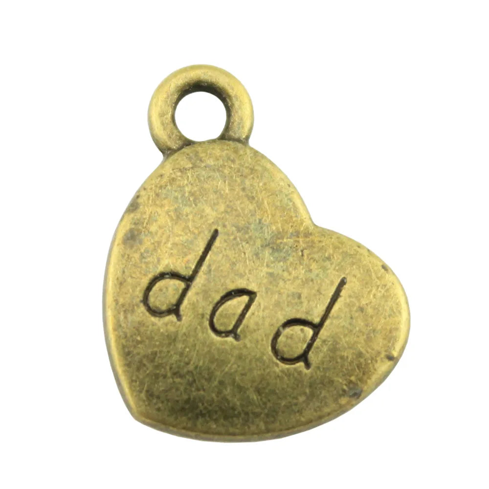 15x18mm 2.8g Multicolor Zinc Alloy DAD Heart Charm Pendant for DIY Bracelet Necklace Making