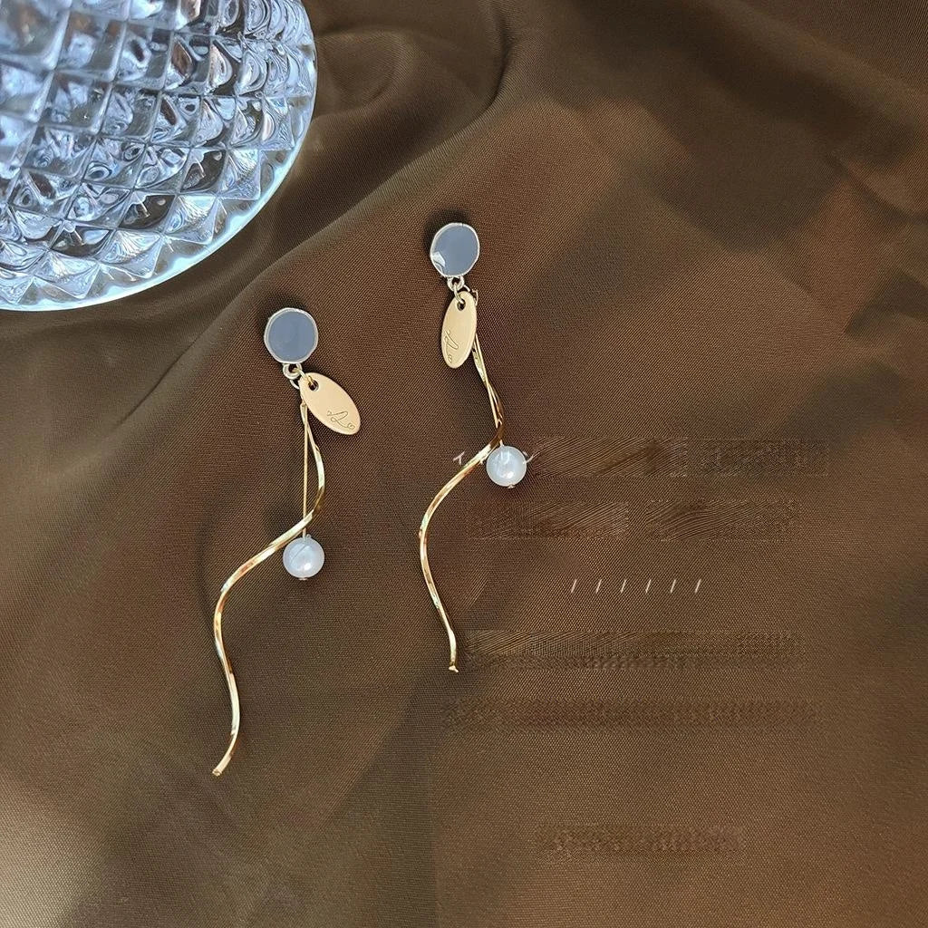 Handmade Copper 14K Plated Long Tassel Stud Earrings For Women Elegant Jewelry