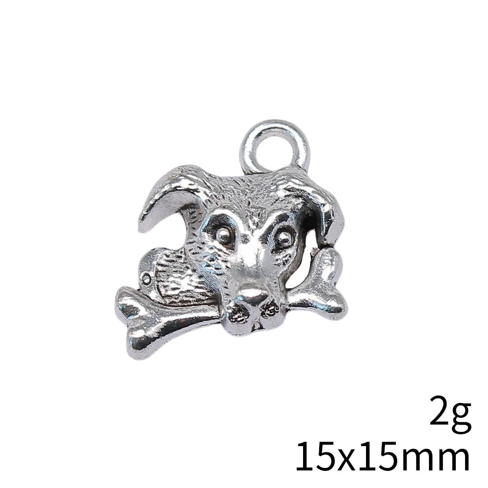 15x15mm 2g Multicolor Zinc Alloy Dog and Bone Charm Pendant for DIY Necklace Bracelet Jewelry