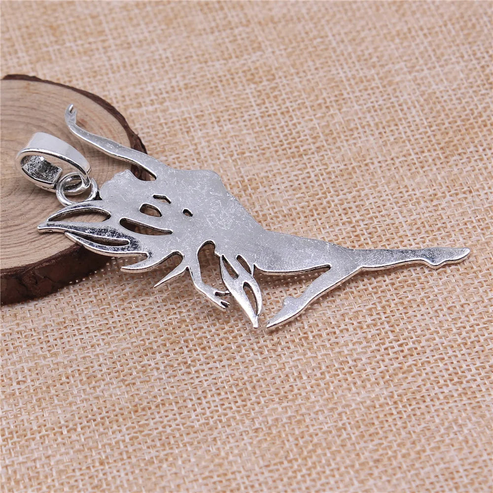 87x30mm 11.3g Antique Silver Zinc Alloy Dancer Fairy Charm Pendant for DIY Necklace Jewelry Making
