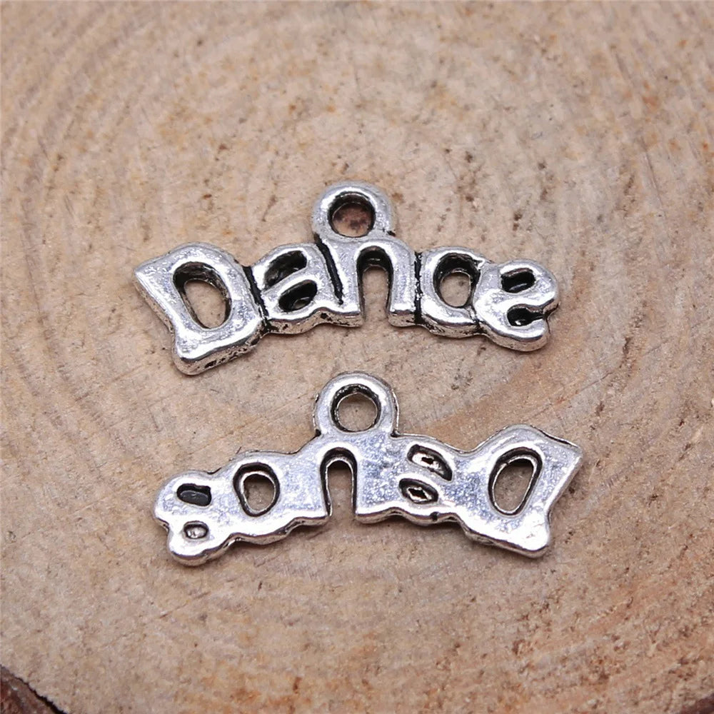 20x9mm 0.6g Antique Silver Zinc Alloy dance Music Charm Pendant for Bracelet Necklace Making