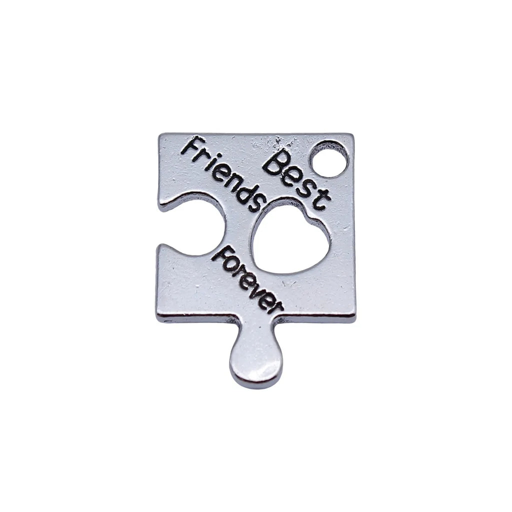 22x16mm 2.6g Blackened White K Zinc Alloy Best Friends Forever Puzzle Charm Pendant for DIY Jewelry