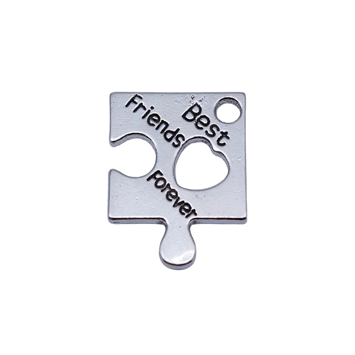 22x16mm 2.6g Blackened White K Zinc Alloy Best Friends Forever Puzzle Charm Pendant for DIY Jewelry