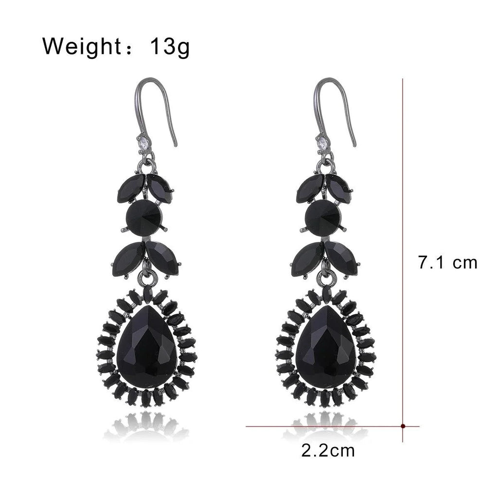Luxury Teardrop Crystal Rhinestone Alloy Dangle Earrings For Women Vintage Bridal Wedding Party Jewelry