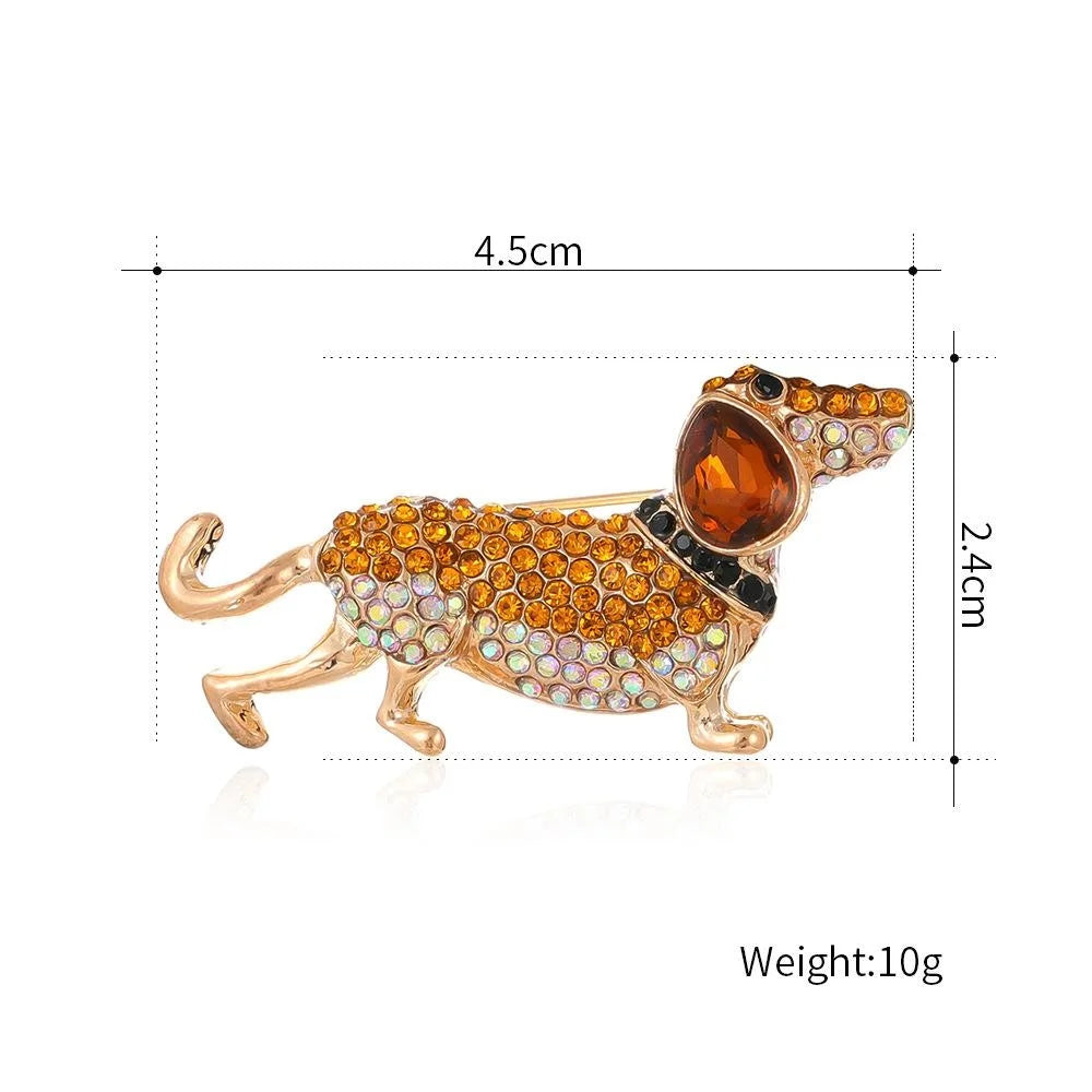 Cute Rhinestone Poodle Dog Brooch, Gold Tone Alloy Animal Lapel Pin Corsage For Cardigan Suit Gift