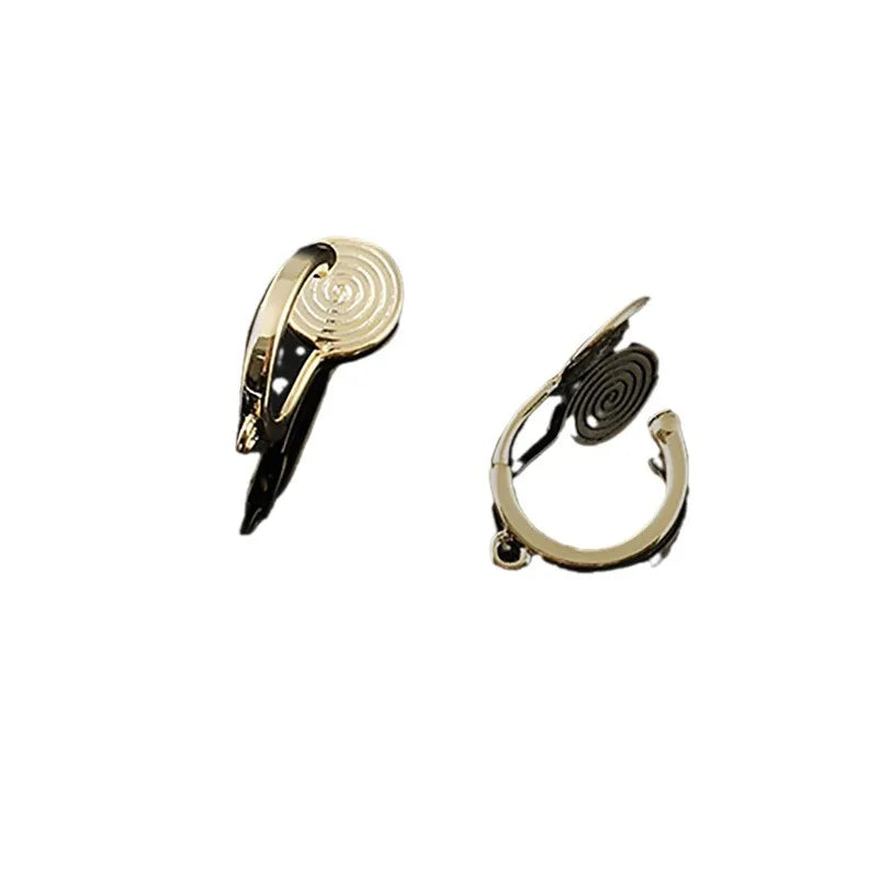 Elegant Gold Alloy Spiral Coil Hoop Stud & Clip On No Piercing Women's DIY Handmade Ear Cuff Earrings