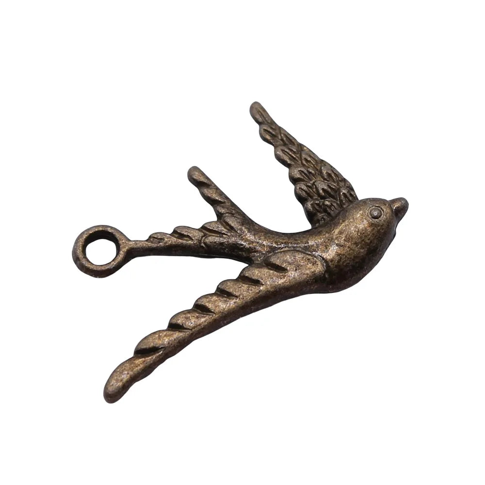 26x25mm 1.9g Multicolor Zinc Alloy Swallow Bird Charm Pendant for DIY Bracelet Necklace Making