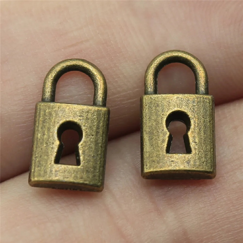 14x8mm 1.1g Multicolor Zinc Alloy Small Lock Charm Pendant for DIY Bracelet Necklace Jewelry Making