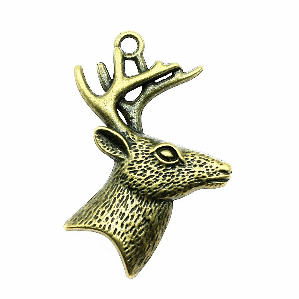 60x43mm 9.6g Multicolor Zinc Alloy Deer Head Charm Pendant for DIY Necklace Bracelet Jewelry Making