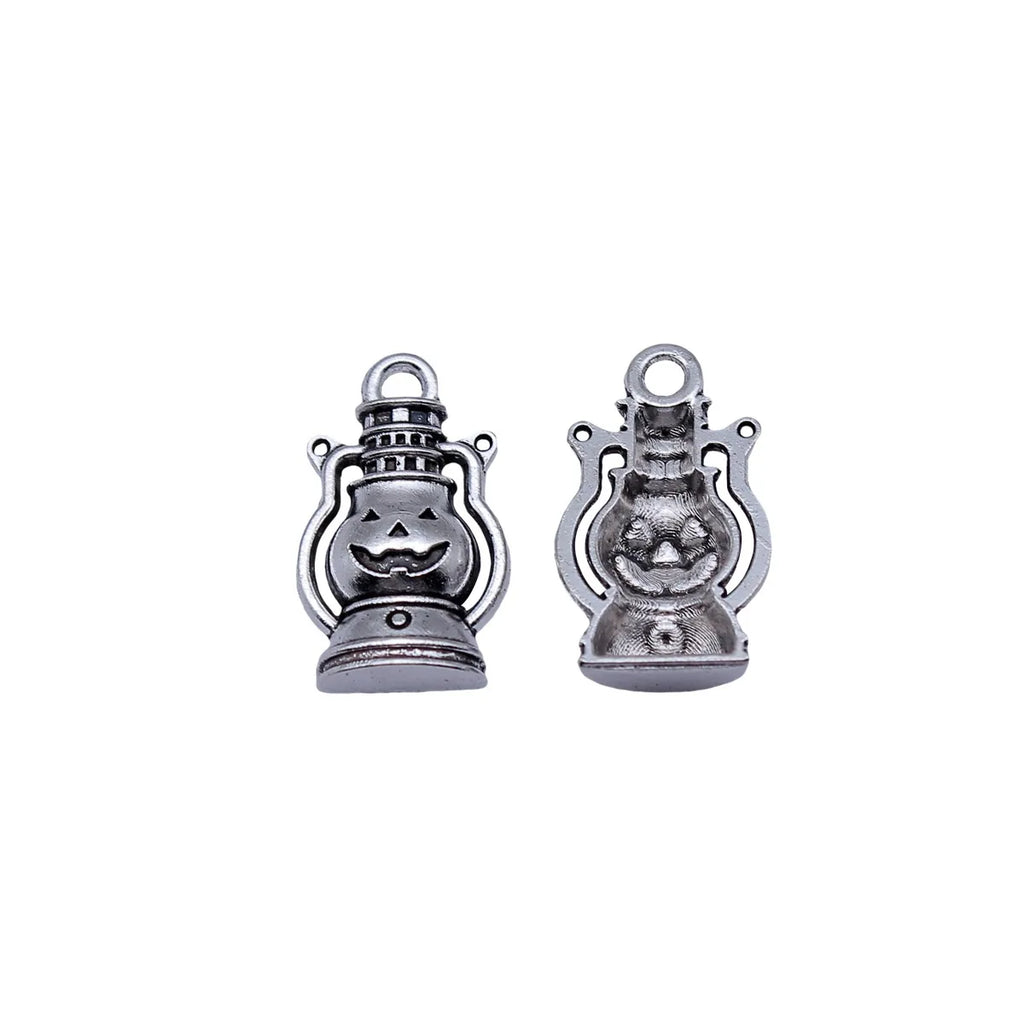 19x11mm 0.97g Antique Silver Finish Zinc Alloy Halloween Pumpkin Lantern Charm Pendant for DIY Jewelry