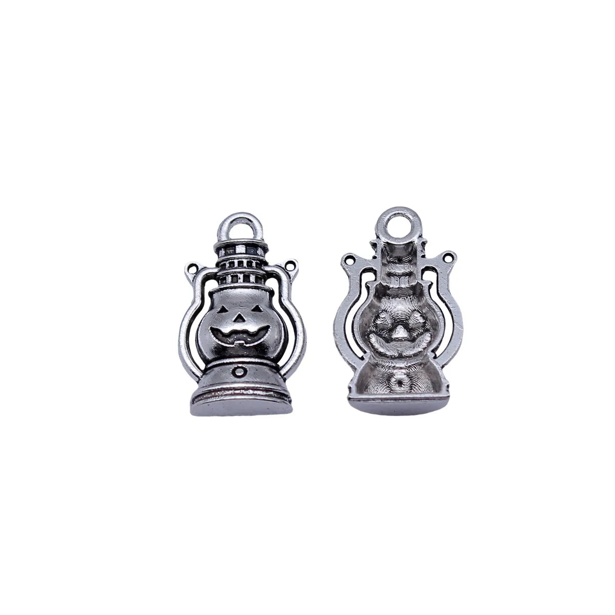 19x11mm 0.97g Antique Silver Finish Zinc Alloy Halloween Pumpkin Lantern Charm Pendant for DIY Jewelry