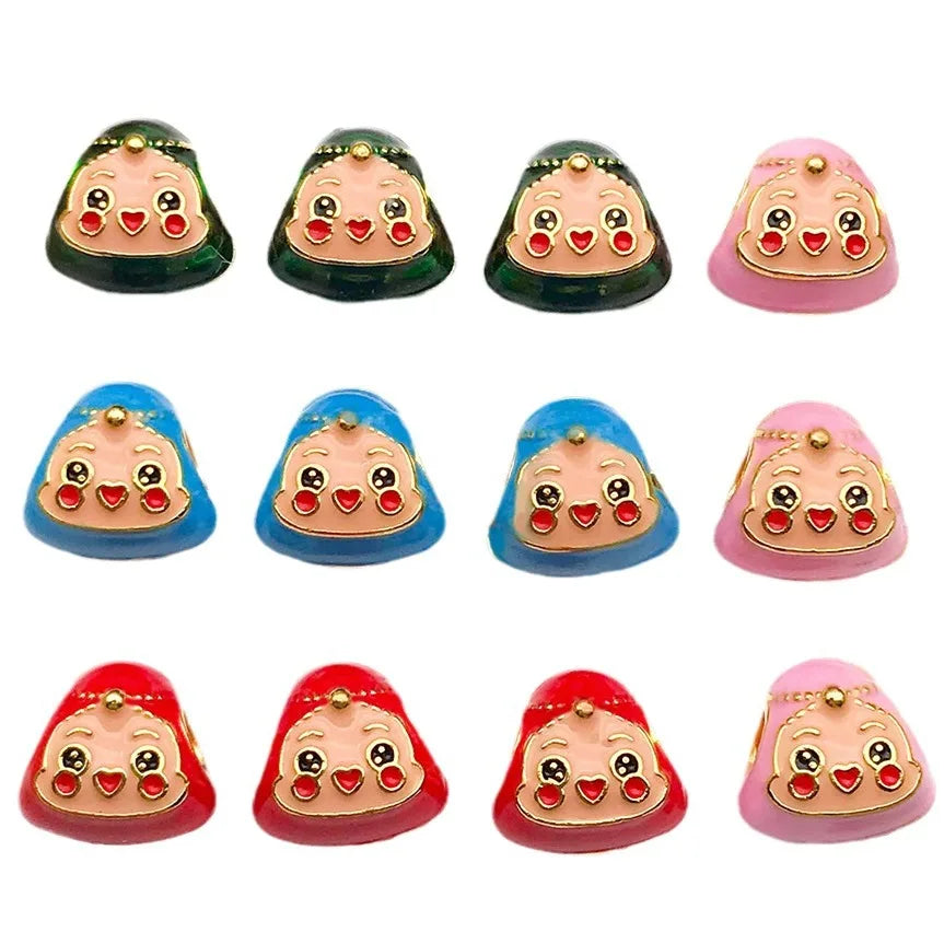 Enamel Zinc Alloy Smiling Zongzi Bead for DIY Bracelet Necklace