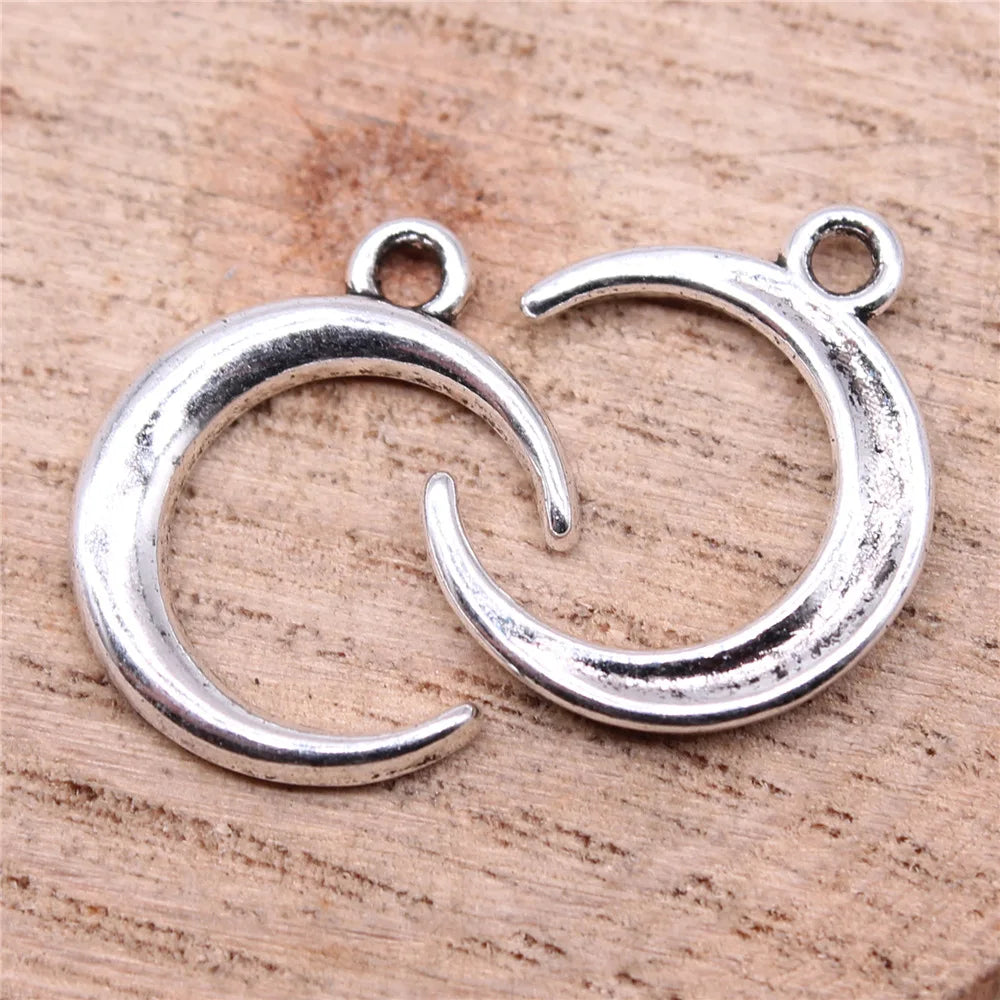 20x16mm 1.1g Antique Silver Zinc Alloy Moon Charm Pendant for DIY Necklace Bracelet Making