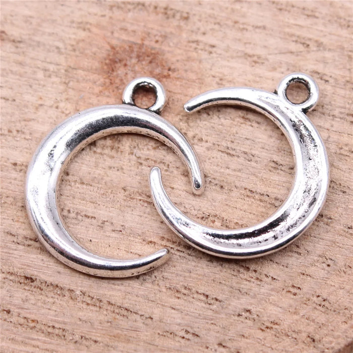 20x16mm 1.1g Antique Silver Zinc Alloy Moon Charm Pendant for DIY Necklace Bracelet Making