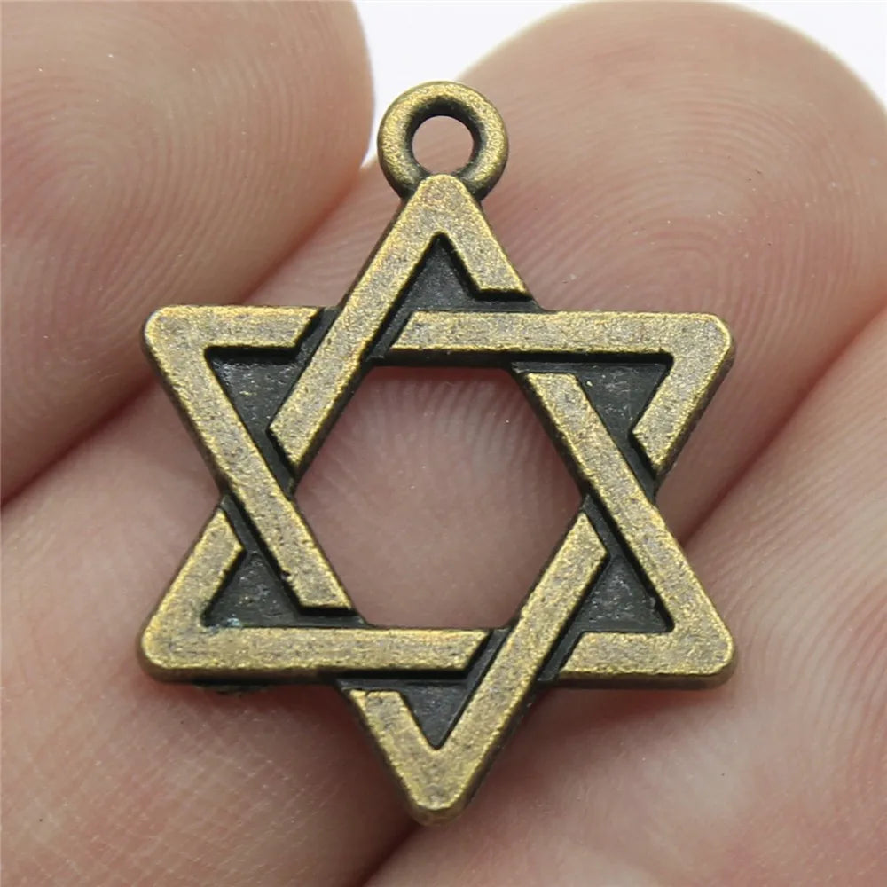 20mm 1.5g Multicolor Zinc Alloy Six Pointed Star Charm Pendant for DIY Necklace Bracelet Making