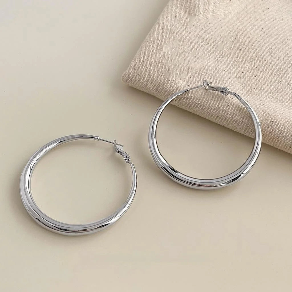 2026 Minimalist Geometric Copper Hoop Earrings For Women, Light Luxury Round Plain Ear Jewelry