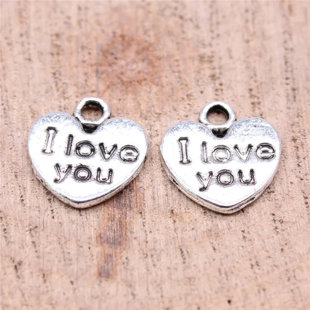 12x11mm 0.8g Multicolor zinc alloy I Love You Heart charm pendant for DIY bracelet necklace making