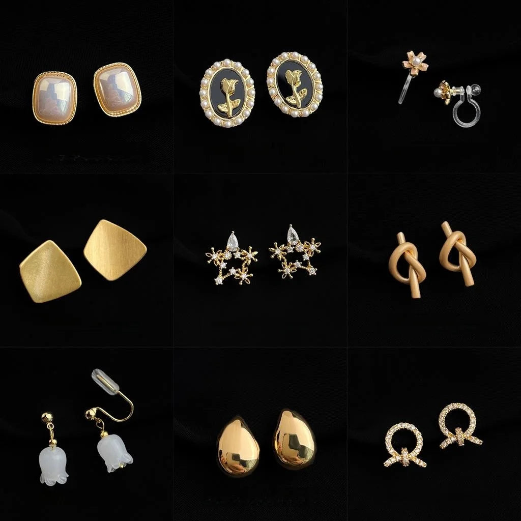 18K Gold Plated Copper Spiral Disc Clip On Drop Earrings For Women No Piercing Elegant Office Jewelry