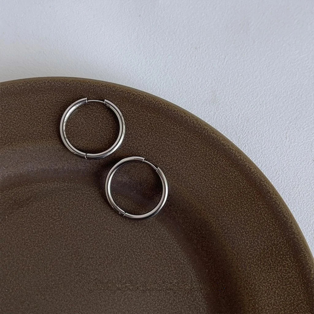 Premium Minimalist Round 316 Stainless Steel Drop Earrings Geometric Versatile Jewelry