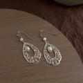 Natural Freshwater Pearl Teardrop Hollow Geometric Ethnic Handmade Drop Earrings