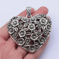 67x58mm 29.5g Antique Silver Zinc Alloy Hollow Flower Heart Charm Pendant for DIY Jewelry Making