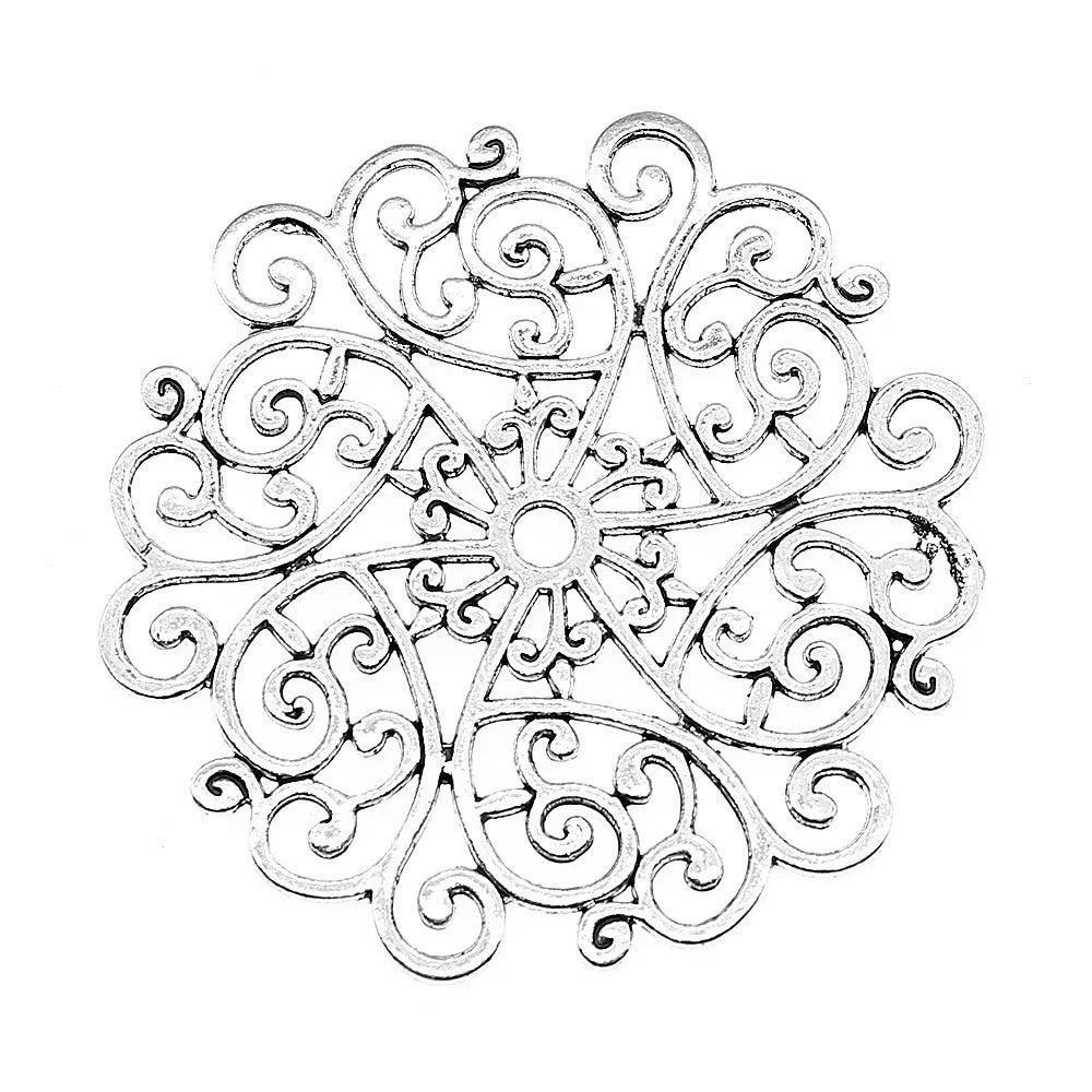 55x52mm 10.4g Multicolor Zinc Alloy Mandala Pattern Charm Pendant for DIY Necklace Making