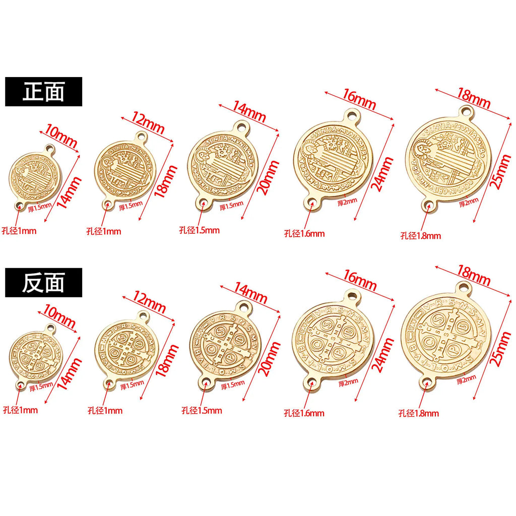 Gold Stainless Steel Round Cross Connector Charm Pendant for DIY Necklace Jewelry Making