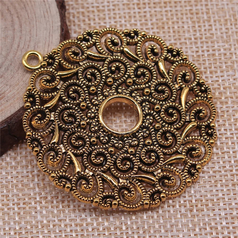 49x49mm 11g Multicolor Zinc Alloy Geometric Round Ring Earring Charms Pendants for DIY Jewelry Making