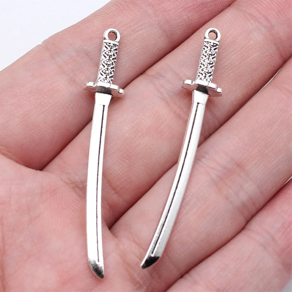 49mm 1.4g Multicolor Zinc Alloy Anime Cosplay Sword Weapon Charm Pendant for DIY Jewelry Making