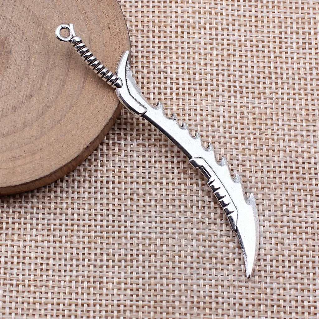 70mm 3.5g Antique Silver Zinc Alloy Sword Weapon Charm Pendant for DIY Cosplay Jewelry Making