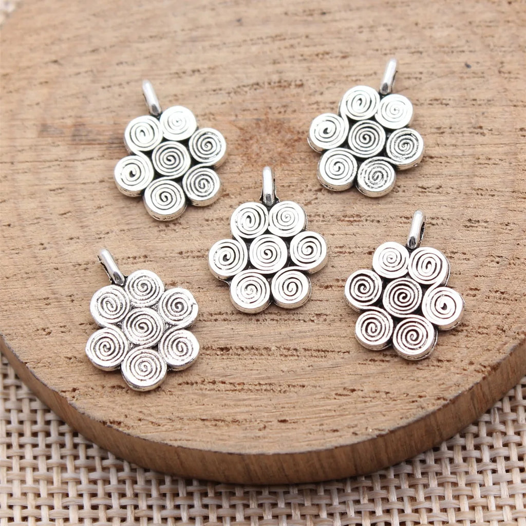 15x12mm 0.82g Antique Silver Zinc Alloy Swirl Flower Charm Pendant for DIY Necklace Bracelet Making