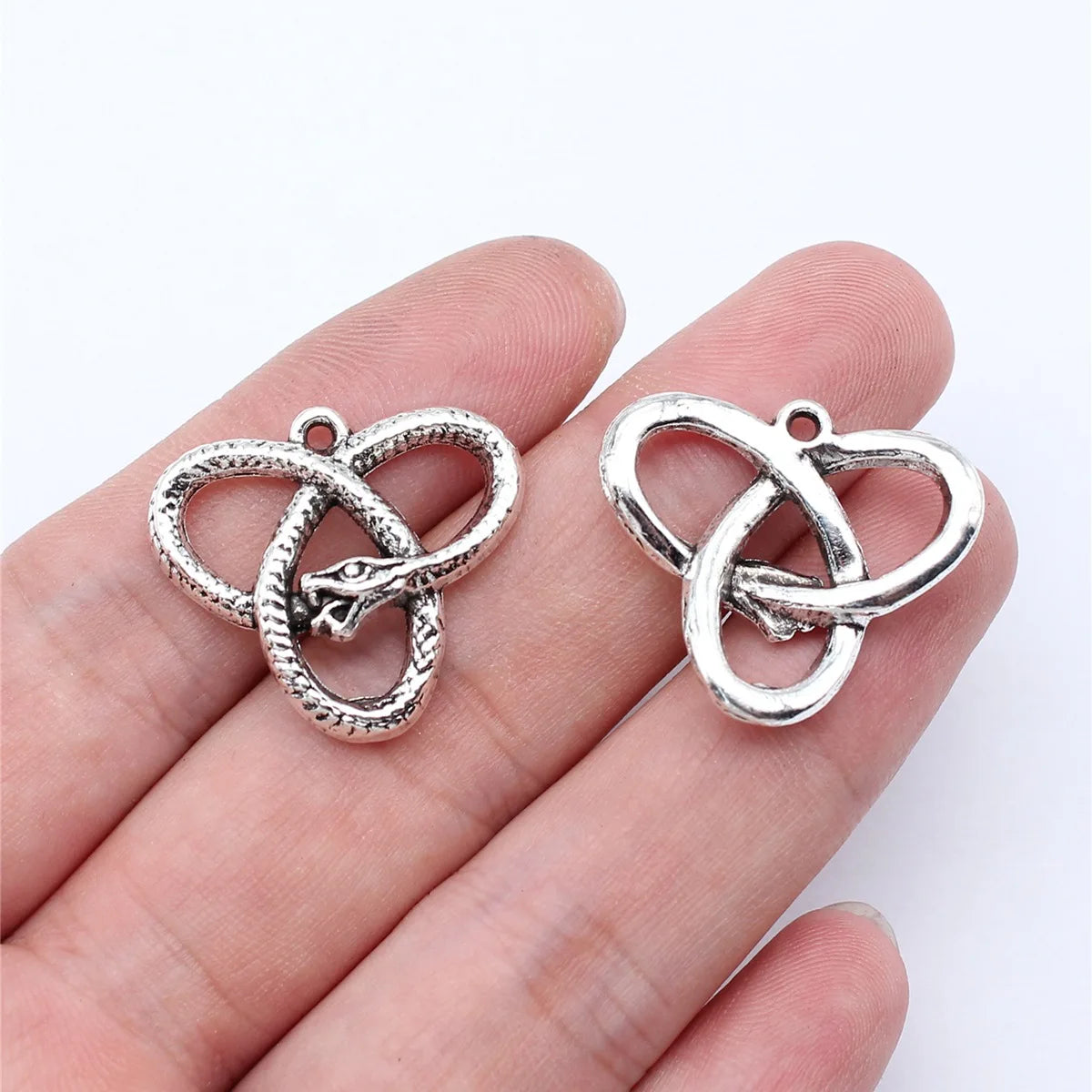 22x25mm 3.6g Antique Silver Zinc Alloy Ouroboros Triangle Knot Charm Pendant for DIY Jewelry Making